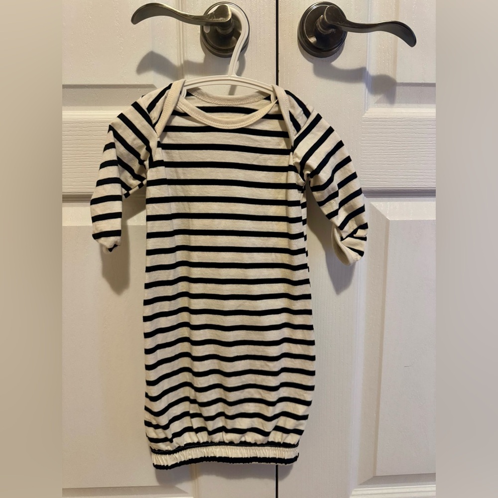 Mini Mioche black and White Striped Baby Gown